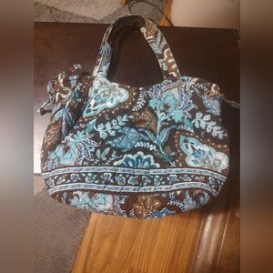 Vera Bradley Teal and Brown Paisley Tote